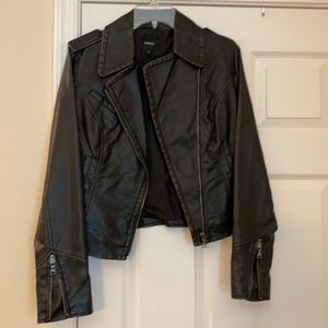 Black leather moto jacket